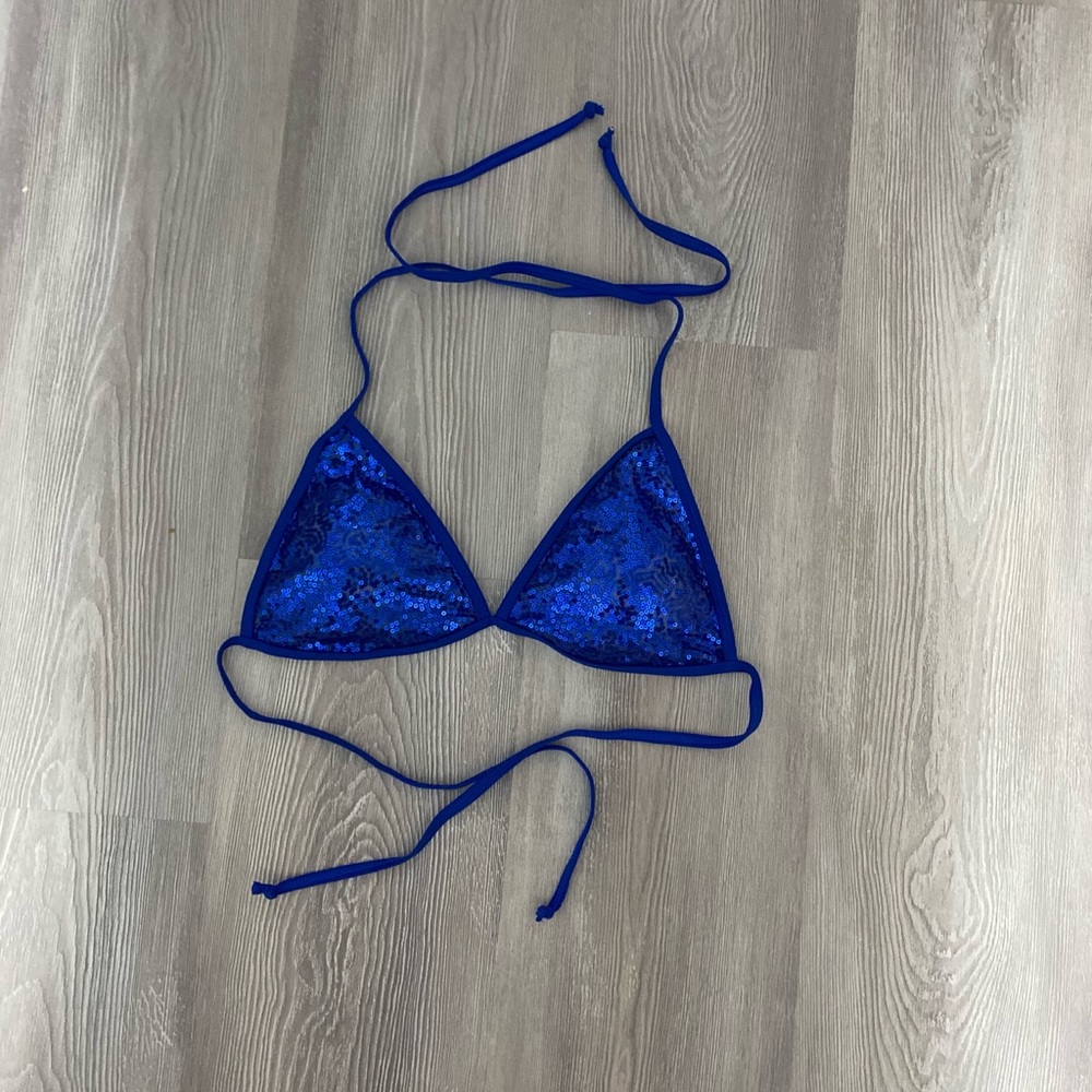 NWOT shein royal blue medium sequin bikini top